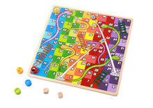 Tooky Toy 2 in 1 Wooden Board Game - Snakes and Ladders, Ludo Game