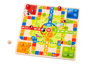 Tooky Toy 2 in 1 Wooden Board Game - Snakes and Ladders, Ludo Game