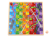 Tooky Toy 2 in 1 Wooden Board Game - Snakes and Ladders, Ludo Game