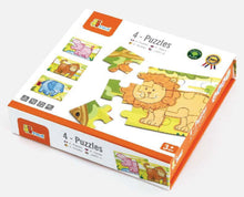 Viga Toys - Wooden Jigsaw Animal Puzzle 4 in 1 Jungle