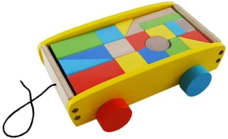 Elka Mini Wooden Pull A long Cart and Blocks – Little Online Shop