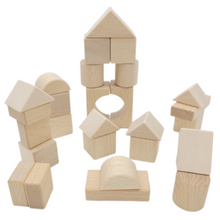 28 pcs Natural Beech Wooden Building Blocks