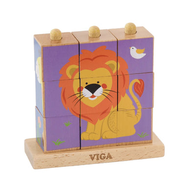 Viga - 9 pcs Wooden Cube Puzzle Wild
