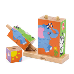 Viga - 9 pcs Wooden Cube Puzzle Wild