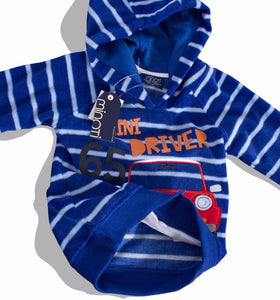 Minoti - Boys Striped Fleece Hooded Top (Scooter7)