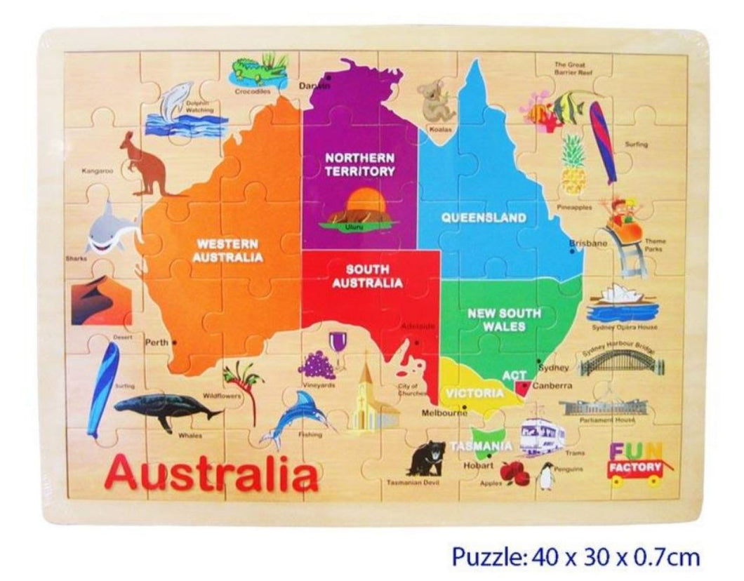 48 Pcs large Wooden AUSTRALIAN MAP Jigsaw Puzzle
