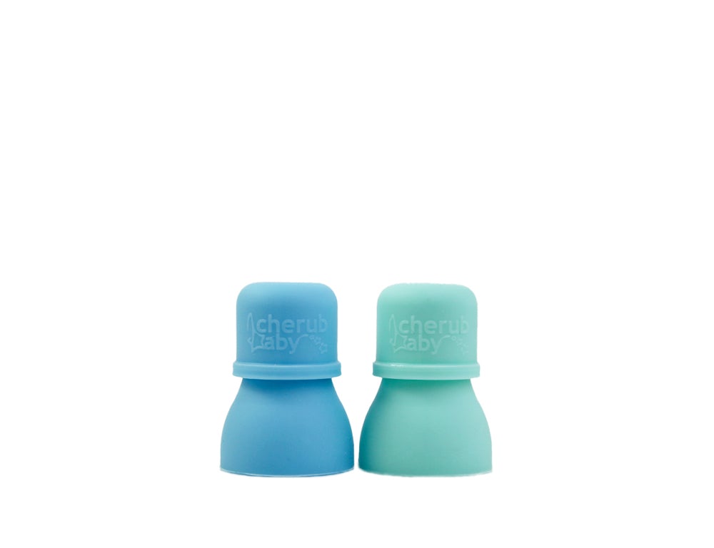 Cherub Baby - Silicone Food Pouch Soft Spouts 2PK (Blue & Green)