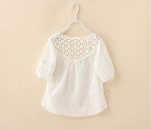 Girls Lace Embroidered White Shirts