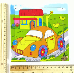 9 Pcs Wooden Car Jigsaw Puzzle (XQ116)
