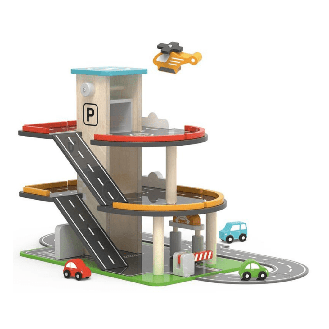 Viga Wooden Multi Level Car park and Gas Station Little Online Shop