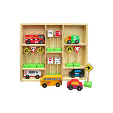 Fun Factory - Wooden Traffic Signs and Cars Set