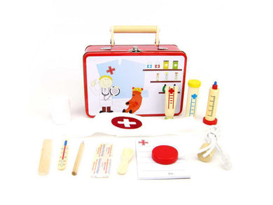 Wooden Doctor Play Set in Tin Suitcase