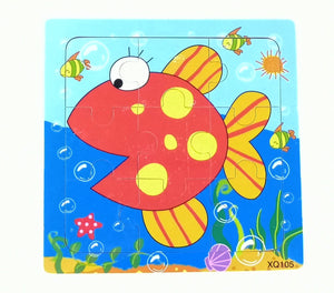 9 Pcs Wooden Fish  Jigsaw Puzzle (XQ105)