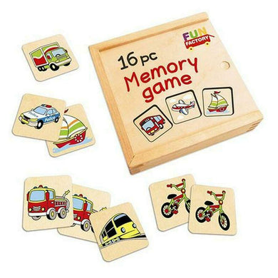 Fun Factory - 16 Pcs Transport Wooden Memory Matching Game