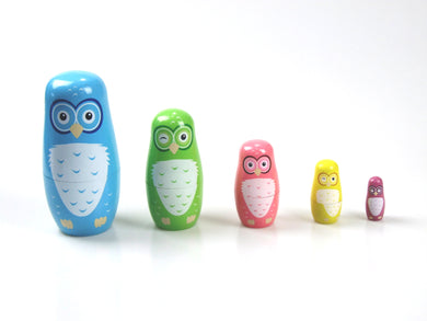 Wooden OWL Nesting Dolls Set