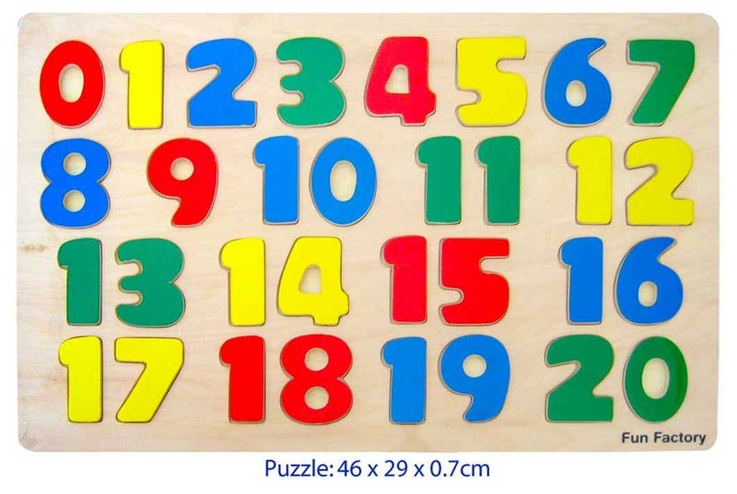 Fun Factory Large Raised Wooden Numbers 1-20 Puzzle