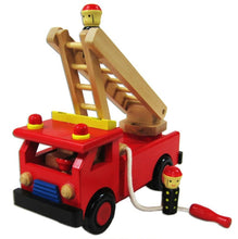 Fun Factory Wooden Fire Engine Truck with Folding and Rotating Ladder