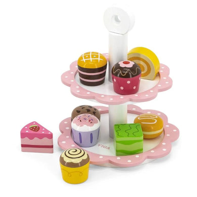 Viga - 9 Pcs Wooden High Tea Cake Set / Cupcakes with Stand