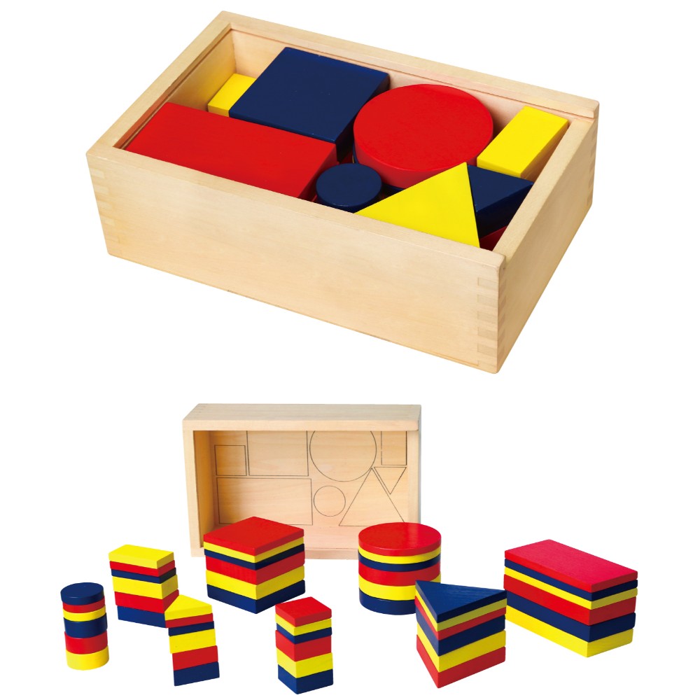 Viga - 48 Pcs Wooden Logic Blocks in box