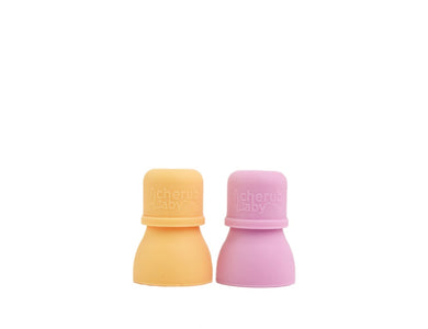 Cherub Baby - Silicone Food Pouch Soft Spouts 2PK (Pink & Orange)
