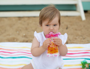 Cherub Baby - Silicone Food Pouch Soft Spouts 2PK (Pink & Orange)