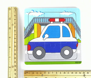 9 Pcs Wooden Police Car Jigsaw Puzzle (XQ122)