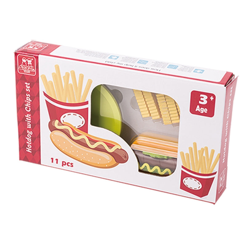 11 pcs Wooden Hot Dog with Chips Set