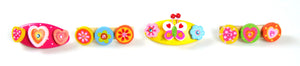 4 Pcs Wooden Kids Hair Accessories with Barette Clips  (Pink and Yellow Flower)