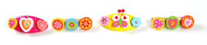 4 Pcs Wooden Kids Hair Accessories with Barette Clips  (Pink Heart and Butterfly)