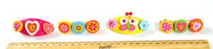 4 Pcs Wooden Kids Hair Accessories with Barette Clips  (Pink and Yellow Flower)