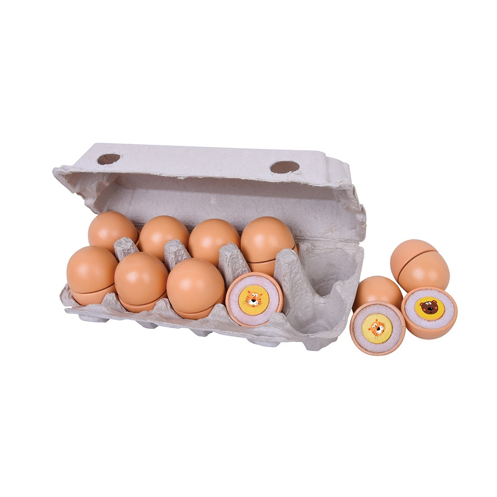 20 Pcs (10 eggs) Wooden Cutting Memory Eggs Hook-and-Loop Joined