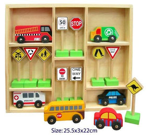 Fun Factory - Wooden Traffic Signs and Cars Set