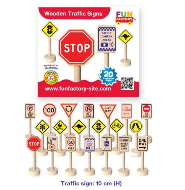 Fun Factory - 20 Pcs Wooden Traffic Sign