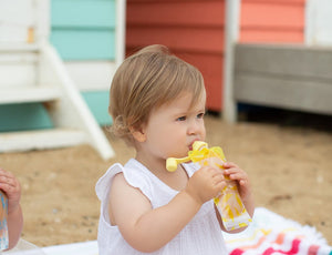 Cherub Baby - Silicone Food Pouch Soft Spouts 2PK (Yellow & Grey)